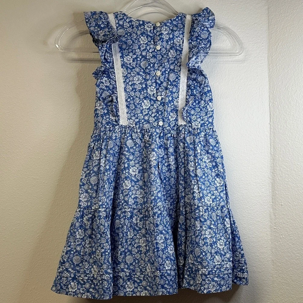 Polo Ralph Lauren Girls Floral Cotton Batiste Dress Size 6x EUC